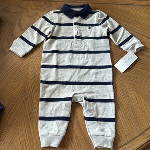 NWT Ralph Lauren Baby Coverall (Grey & Navy)